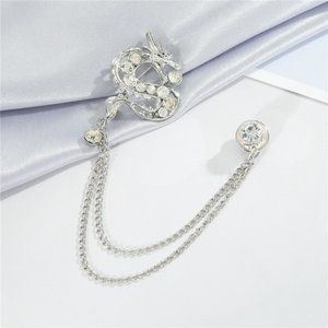 Brooch / Lapel Pin ~ Crystals Dragon ~ Silver